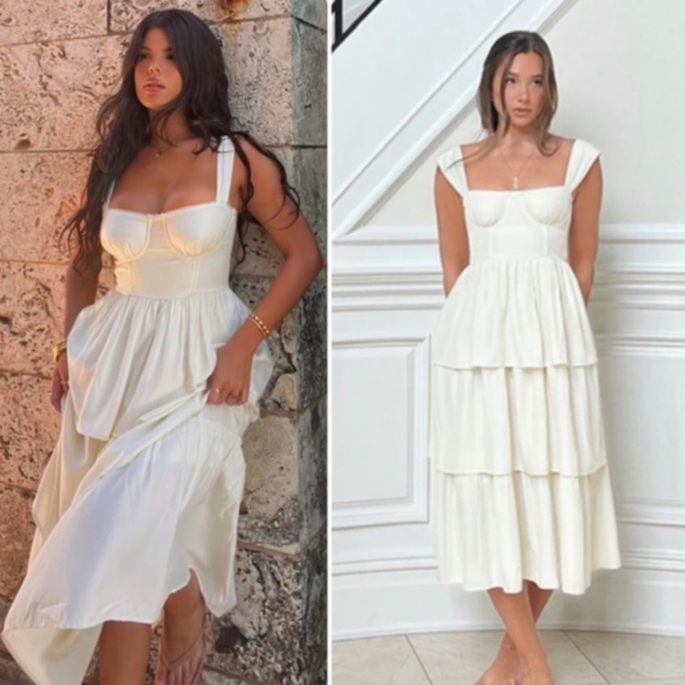WeWoreWhat CORSET POPLIN DRESS | IVORY